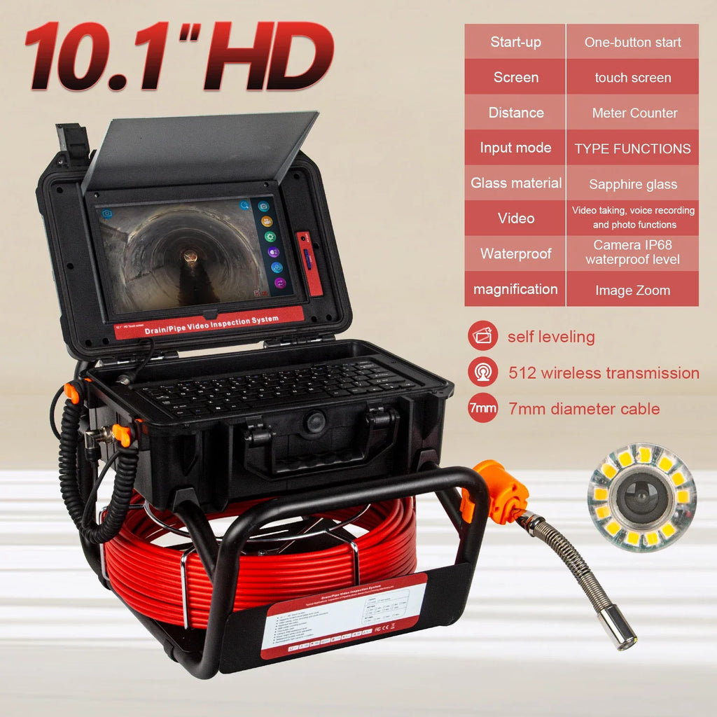 Pipe Inspection Camera 10.1inch1080P Screen,SYANSPAN Sewer Endonscope Self-Leveling 512HZ Sonde/Transmitter Meter Counter 30/50M Lootquake LLC