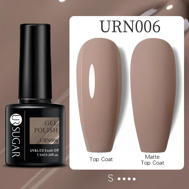 URSUGAR 7.5ml Solid Color Gel Polsih Classic Matte Glossy DIY Nail Art Trendy Reflective Glitter Nail Gel UV LED Soak Off Lootquake LLC