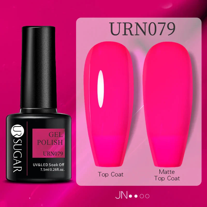 URSUGAR 7.5ml Solid Color Gel Polsih Classic Matte Glossy DIY Nail Art Trendy Reflective Glitter Nail Gel UV LED Soak Off Lootquake LLC