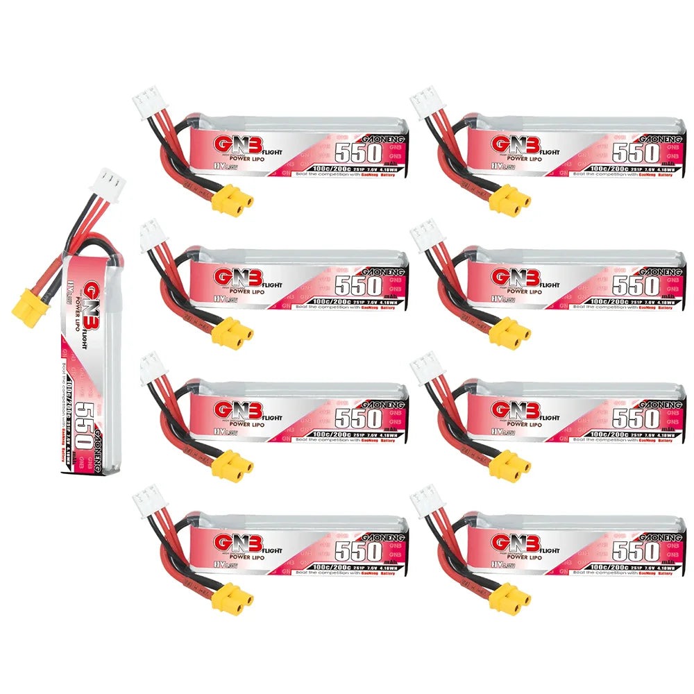 GNB 2S 7.6V 550mAh 100C/200C HV Lipo Battery For Happymodel FPV Racing Cine Whoop BetaFPV RC Drone With XT30U-F Plug