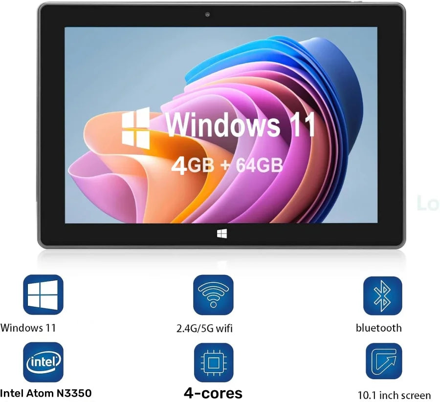 WINDOWS 11 Tablet PC 10.1 INCH 4GB DDR RAM 64GB ROM N3350 CPU 1920 x 1200 IPS Screen WIFI  Quad Core Dual Camera HDMI-Compatible Lootquake LLC