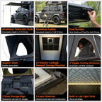 Adventurer Plus Rooftop Tent Hardshell with Side Awning, Air Conditioner Outlet with Bracket, Replaceable Rain Flies