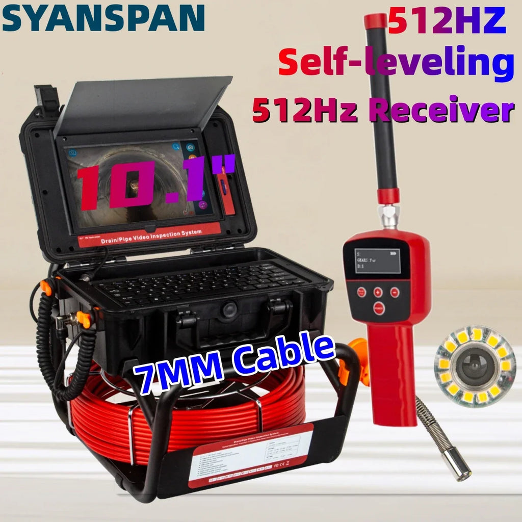 Pipe Inspection Camera 10.1inch1080P Screen,SYANSPAN Sewer Endonscope Self-Leveling 512HZ Sonde/Transmitter Meter Counter 30/50M Lootquake LLC