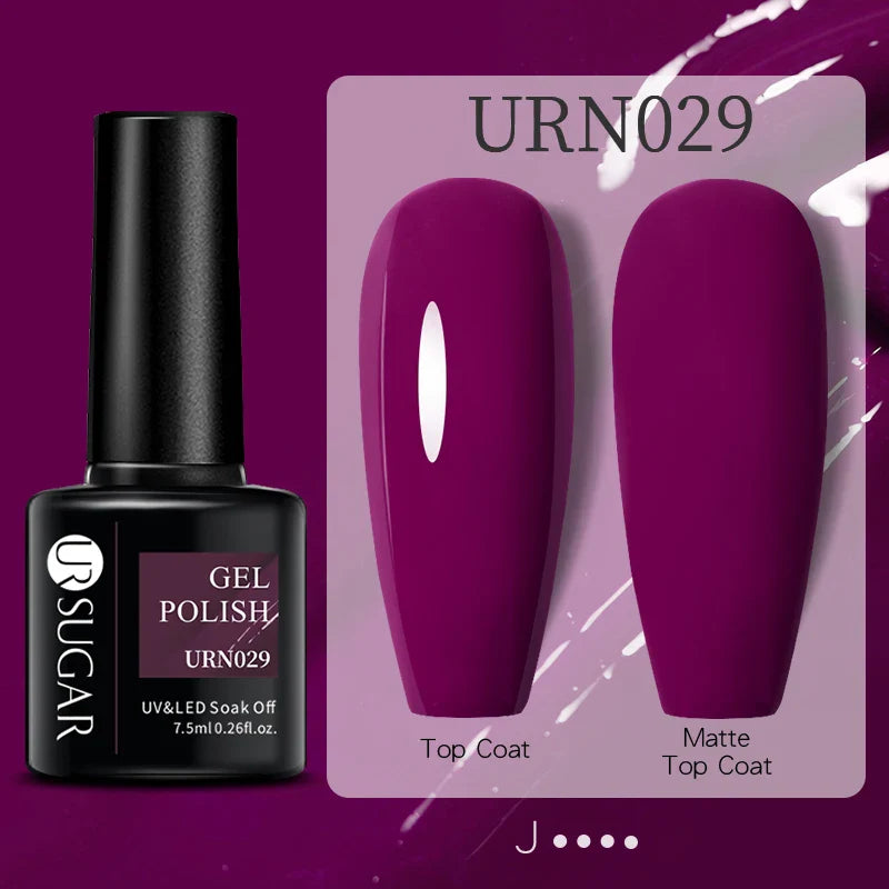 URSUGAR 7.5ml Solid Color Gel Polsih Classic Matte Glossy DIY Nail Art Trendy Reflective Glitter Nail Gel UV LED Soak Off Lootquake LLC