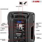5Core15 inch PA Portable Bluetooth Party Speaker Karaoke Boombox + 2 Wireless Mics Pi-Mart