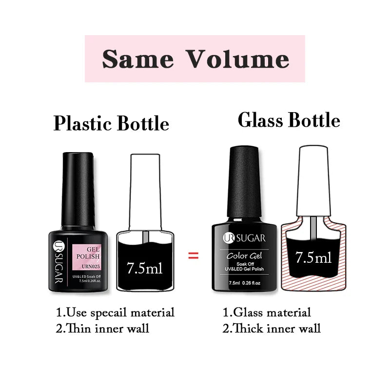 URSUGAR 7.5ml Solid Color Gel Polsih Classic Matte Glossy DIY Nail Art Trendy Reflective Glitter Nail Gel UV LED Soak Off Lootquake LLC