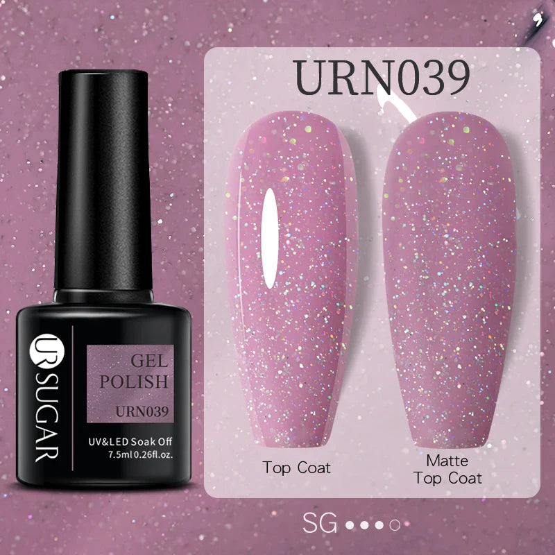 URSUGAR 7.5ml Solid Color Gel Polsih Classic Matte Glossy DIY Nail Art Trendy Reflective Glitter Nail Gel UV LED Soak Off Lootquake LLC