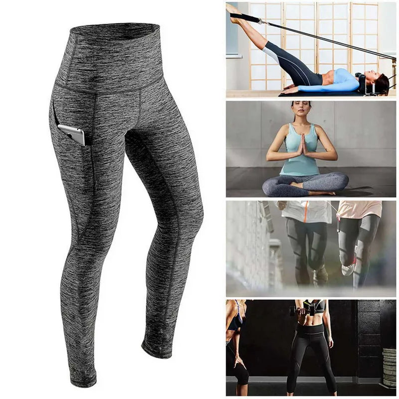 High Waist Elastic Workout Leggings Tummy Control THRIXINE
