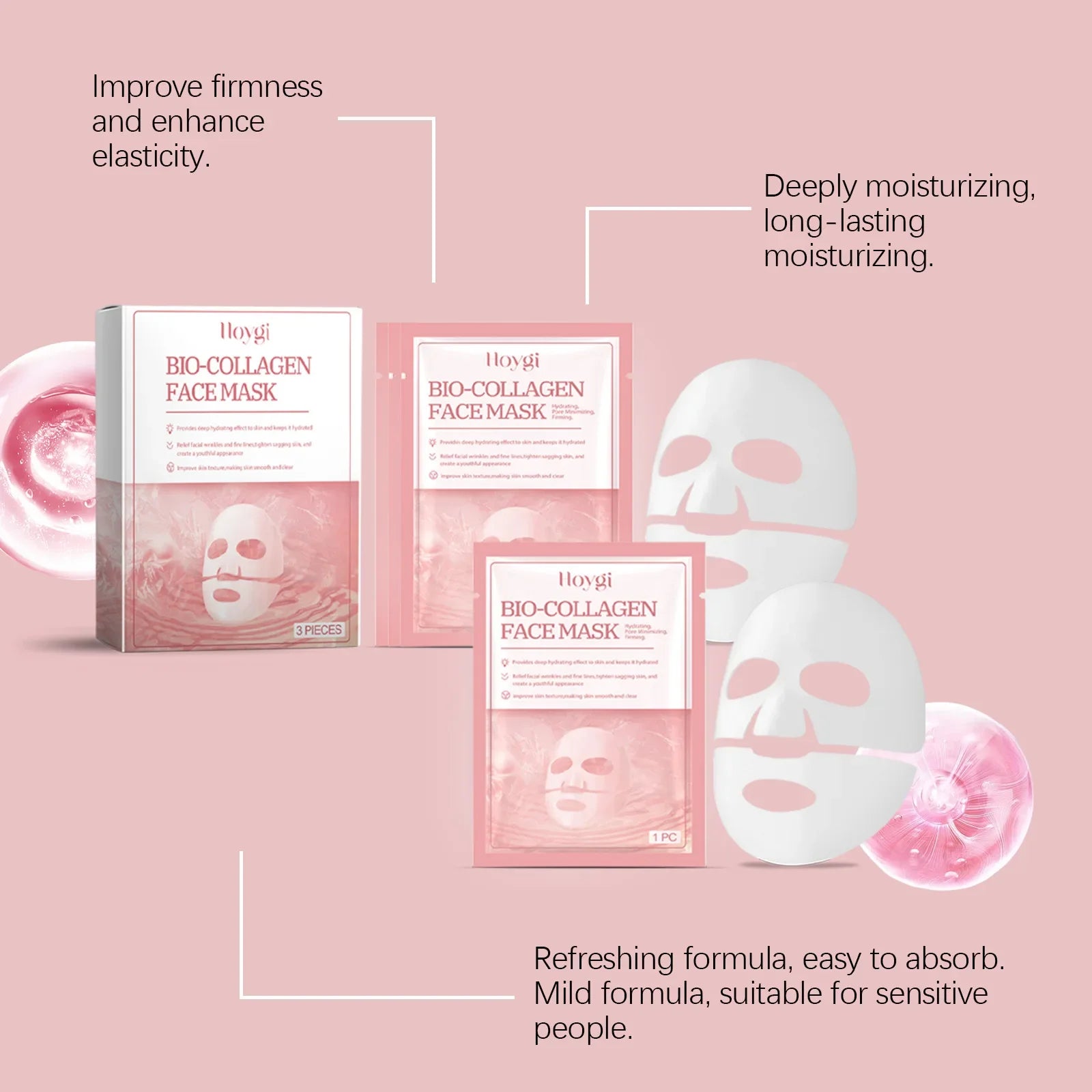 Bio-Collagen Real Deep Mask Hydrolyzed Collagen Soluble Rejuvenation Pore Shrinking  Brightening Refresh Moisturizing Sheet Mask Lootquake LLC