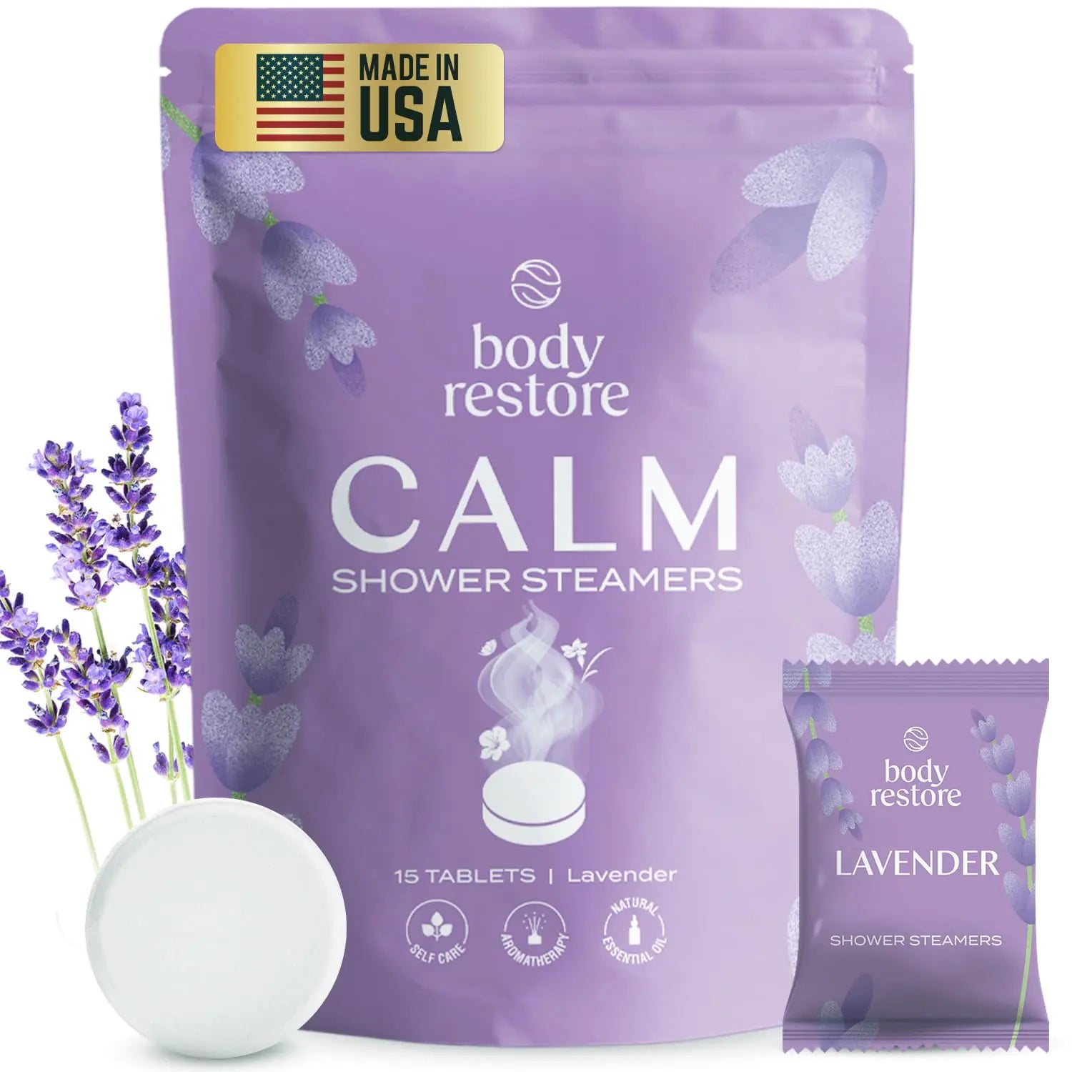 Body Restore Shower Steamers Aromatherapy 15 Pack - Relaxation Birthday Gifts for Women and Men, Travel Essentials, Stress Relief and Self Care - Lavender 15 Count (Pack of 1) Pi-Mart