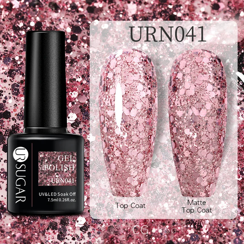 URSUGAR 7.5ml Solid Color Gel Polsih Classic Matte Glossy DIY Nail Art Trendy Reflective Glitter Nail Gel UV LED Soak Off Lootquake LLC