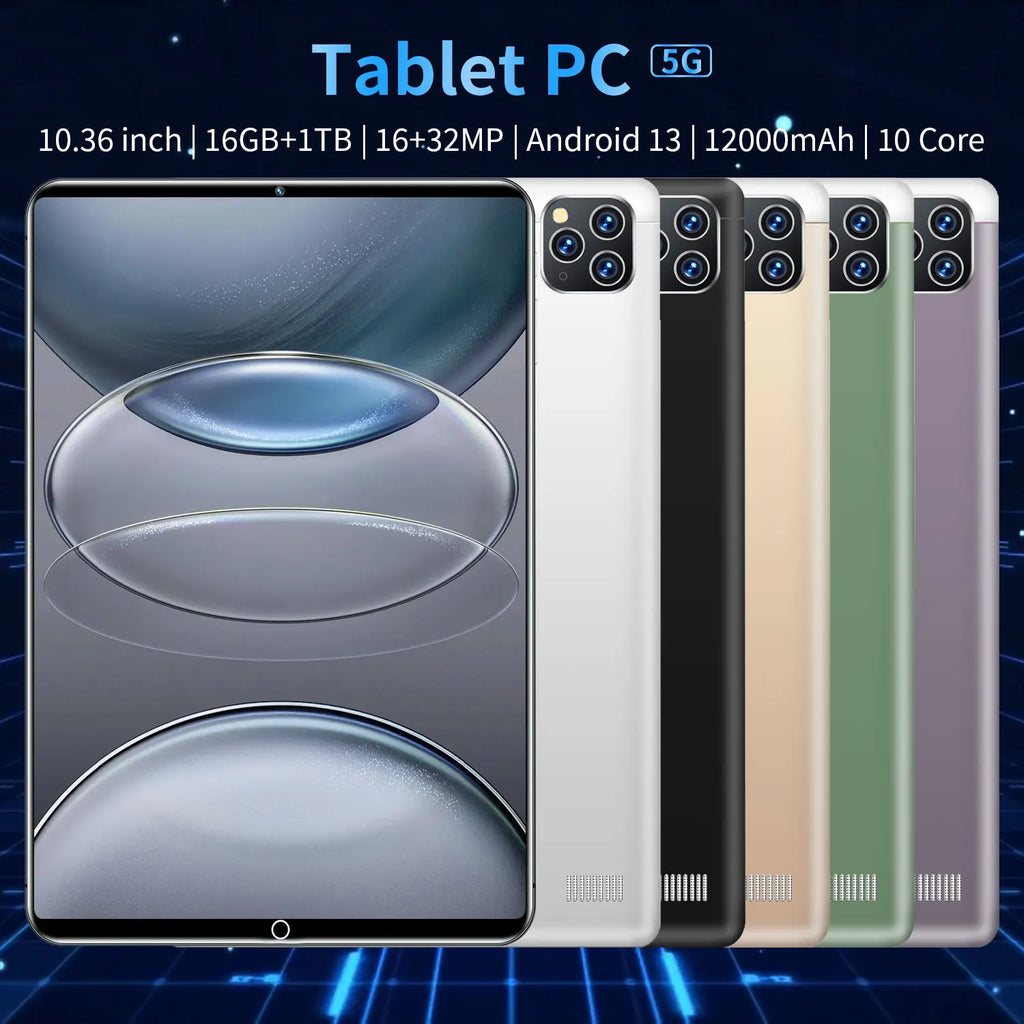 2025 Global Version 10.36 Inch Android 13.0 Tablet Android 16GB Ram 1TB Rom 16MP 32MP 12000mAh Network Bluetooth 5G WIFI Tablets Lootquake LLC