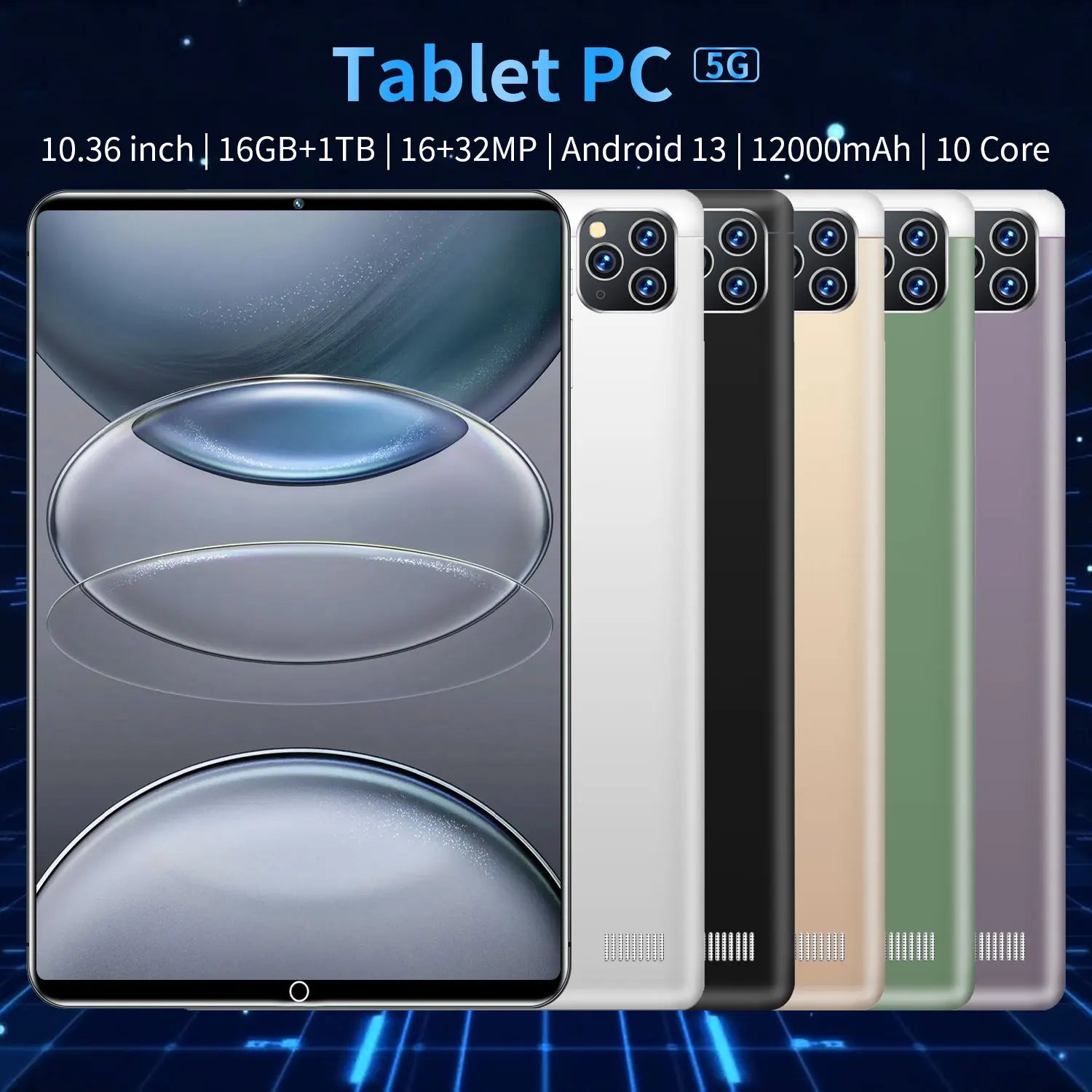 2025 Global Version 10.36 Inch Android 13.0 Tablet Android 16GB Ram 1TB Rom 16MP 32MP 12000mAh Network Bluetooth 5G WIFI Tablets Lootquake LLC