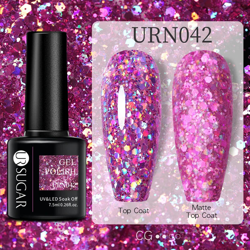 URSUGAR 7.5ml Solid Color Gel Polsih Classic Matte Glossy DIY Nail Art Trendy Reflective Glitter Nail Gel UV LED Soak Off Lootquake LLC