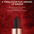 Ocheal Satin-Like Color-Holding Tri-Color Lipstick  Waterproof Long Lasting Liquid Lipstick Tint Moisturizing Tear Off Lip Stain Lootquake LLC