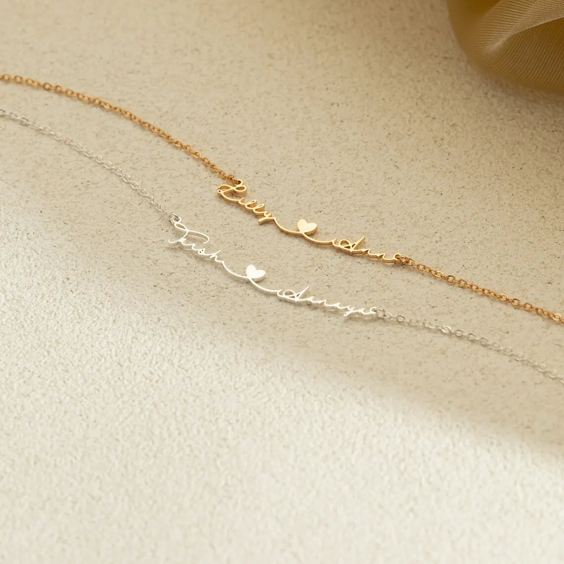  Personalized Two Name Necklace with Heart, Custom Couple Name Necklaces, Silver Letter Necklace for Women, Gifts For Couples, Lootquake LLC