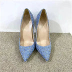 New Woven High Heels 12CM Pointed Toe Stiletto Pumps All-Match Women's