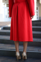 Band Collar Wool Blend Coat in Red - SJB-DIAMOND ELITES