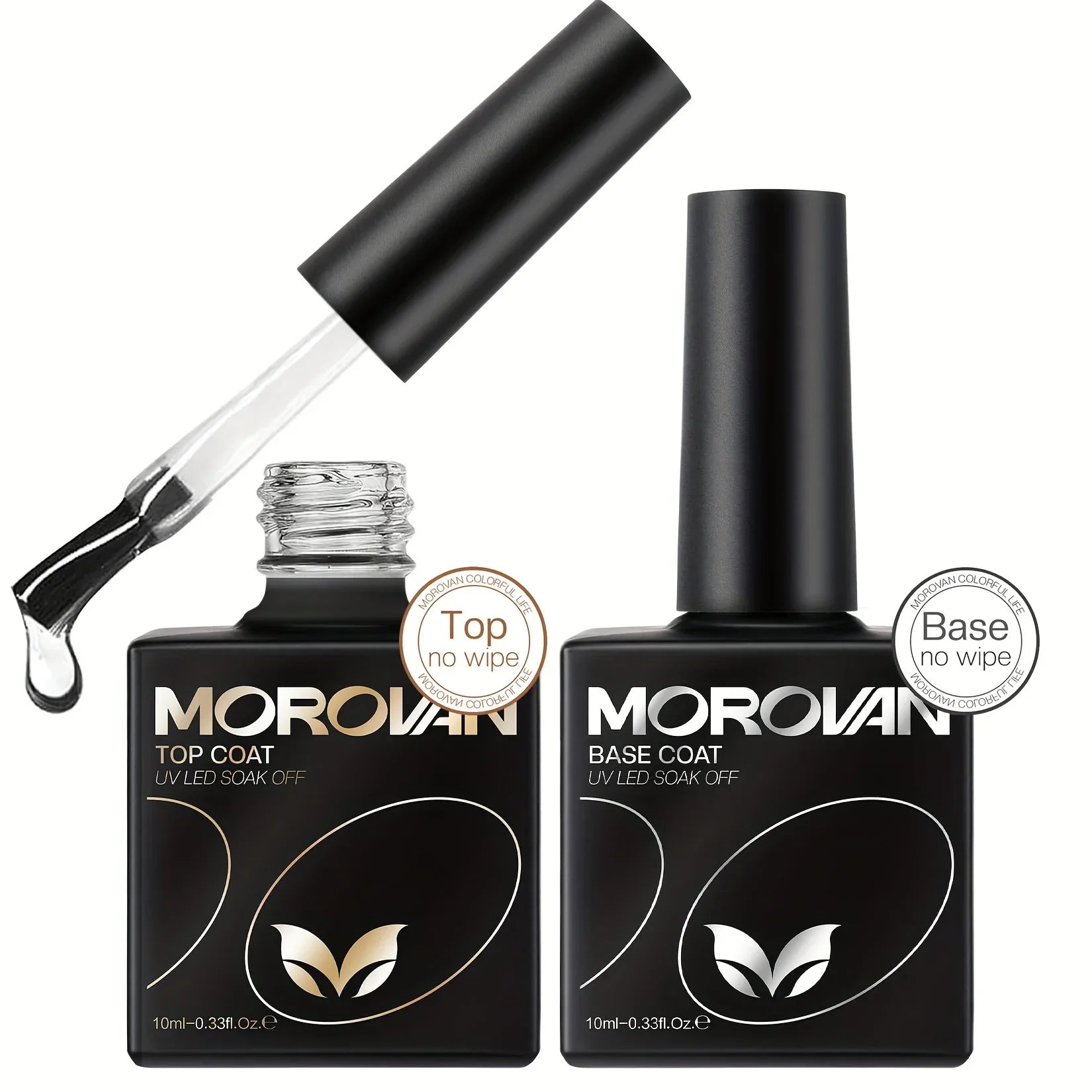 Morovan Gel Base Top Coat-Soak Off Gel Nail Polish ideal for beginners offers long-lasting UV glossy shine Perfect for home use Lootquake LLC
