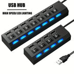 USB 2.0 Hub 5Gbps High Speed Multi USB Ports Power Adapter Expander LED USB 4/7 Ports Splitter With Switch For Laptop Computer