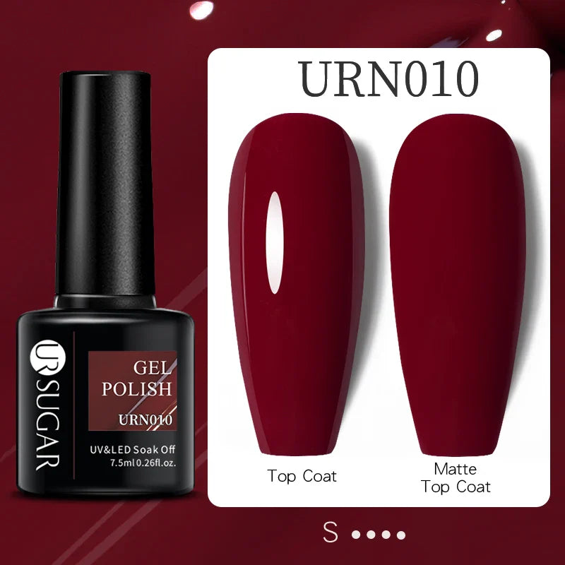 URSUGAR 7.5ml Solid Color Gel Polsih Classic Matte Glossy DIY Nail Art Trendy Reflective Glitter Nail Gel UV LED Soak Off Lootquake LLC