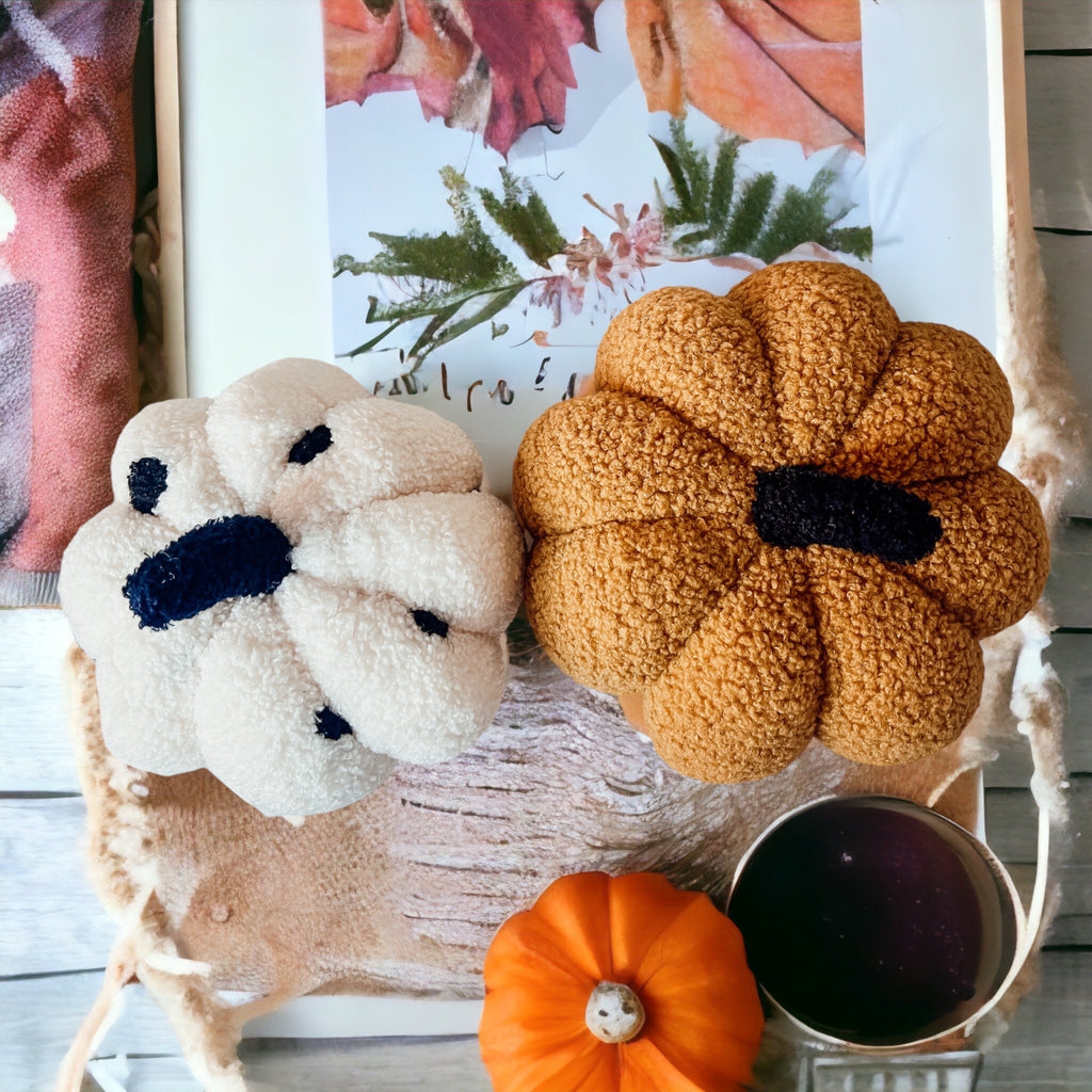 Plush Pumpkin Throw Pillow Decorative Fall Pillow Soft Cuddle Pumpkin Decor BandsCo Straps