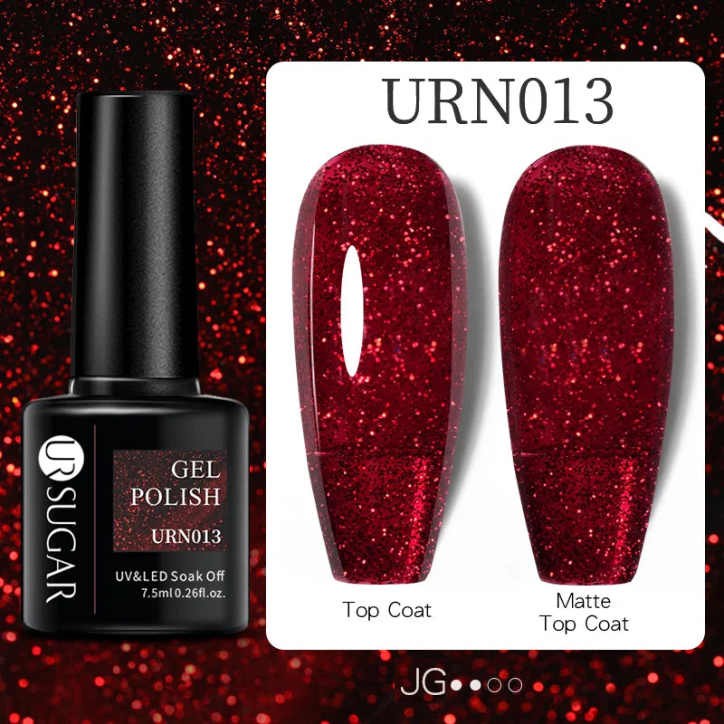 URSUGAR 7.5ml Solid Color Gel Polsih Classic Matte Glossy DIY Nail Art Trendy Reflective Glitter Nail Gel UV LED Soak Off Lootquake LLC