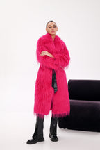 Faux Ostrich Effect Fur Coat - SJB-DIAMOND ELITES