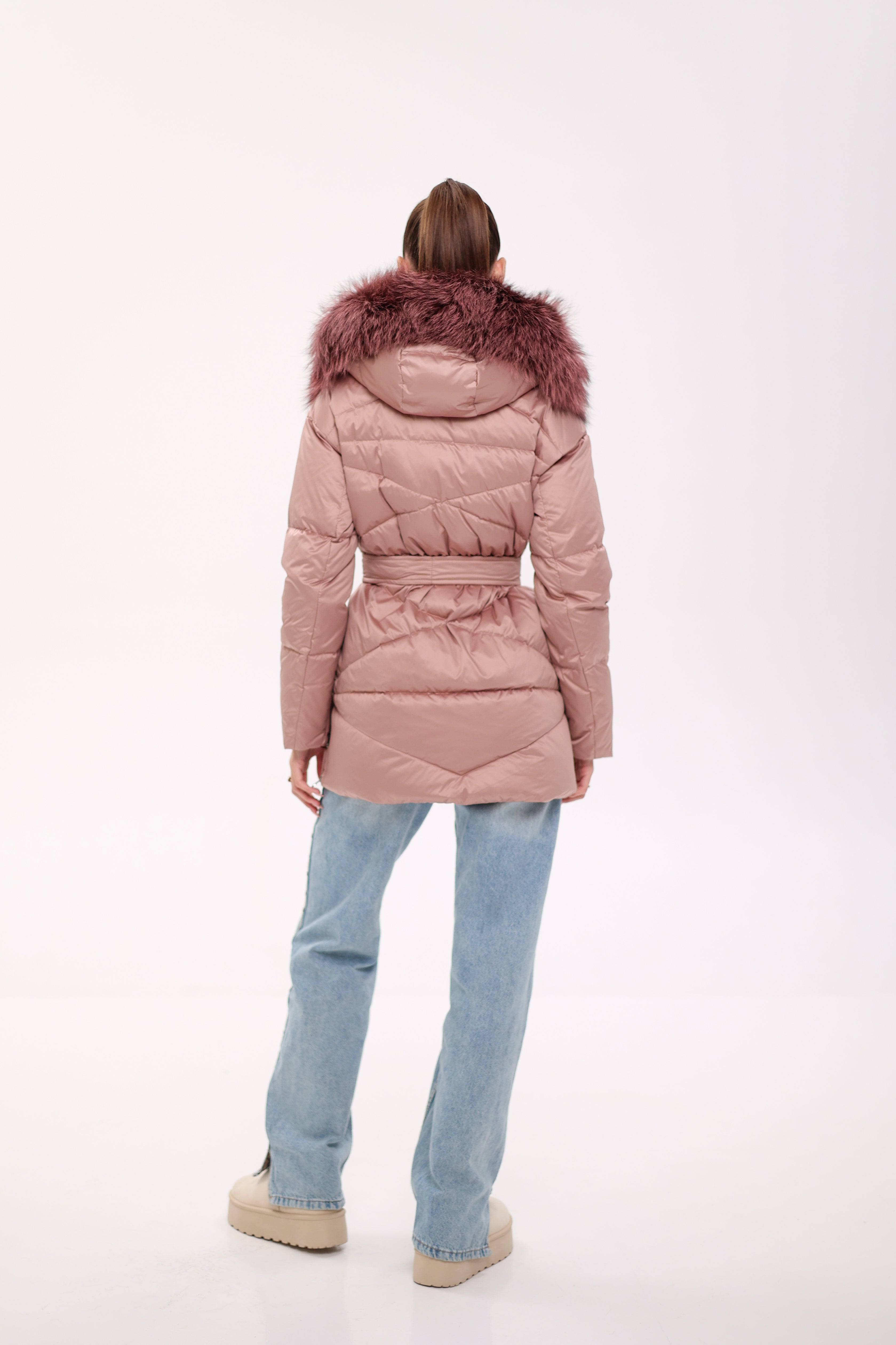 Genuine Silver Fox Fur Trim Down Insulated Parka - SJB-DIAMOND ELITES