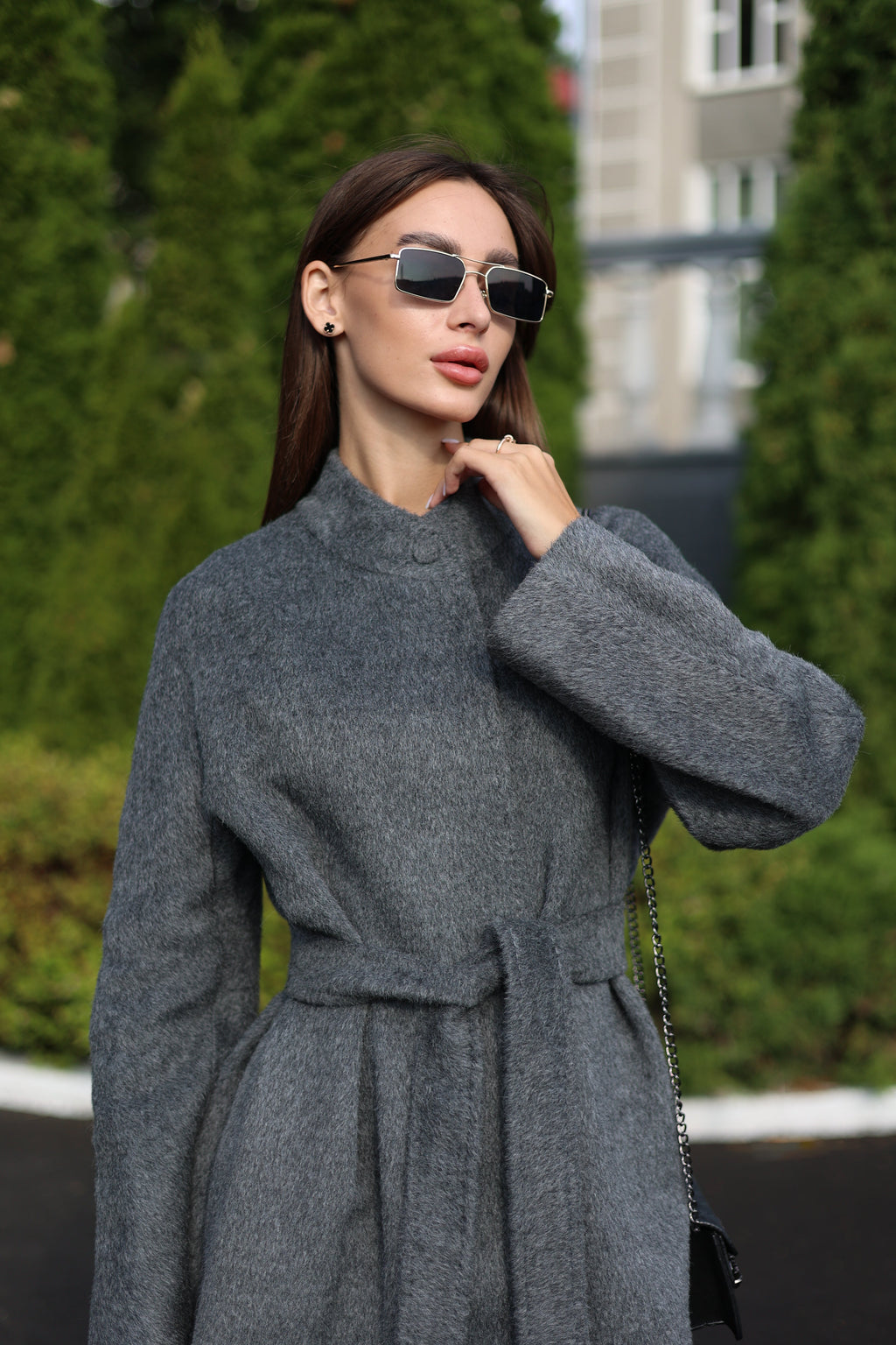 Alpaca Wool Blend Coat in Soft Grey - SJB-DIAMOND ELITES