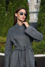 Alpaca Wool Blend Coat in Soft Grey - SJB-DIAMOND ELITES