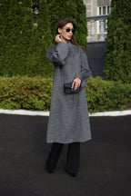 Alpaca Wool Blend Coat in Soft Grey - SJB-DIAMOND ELITES