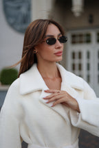 Eco Fur Wool Blend Coat in White - SJB-DIAMOND ELITES