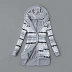 Thick Printed Hooded Knitted Cardigan Jacket Pi-Mart