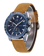 Casotime Mens Leather Watches Chronograph Analog Quartz Date Wrist Watch 30M Waterproof Big Face Casual Fashion Sport Dress Watches for Men Elegant Gift