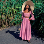 ARUM Pleated Maxi Skirt in Blush Pink Purplish Diva