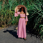 ARUM Pleated Maxi Skirt in Blush Pink Purplish Diva