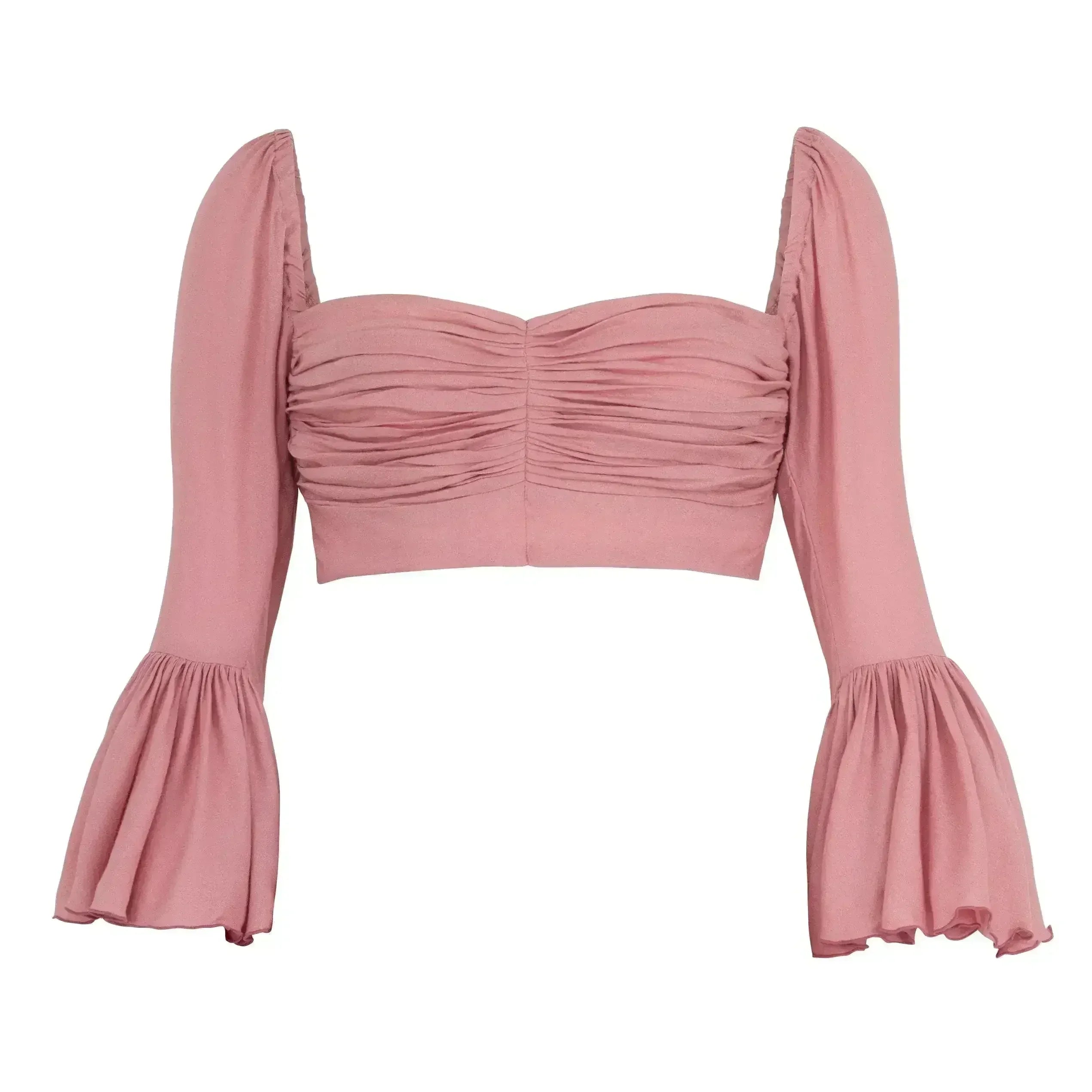 Arum Bamboo Top – Feminine & Flowy Cropped Top with Blush Pink - SJB-DIAMOND ELITES