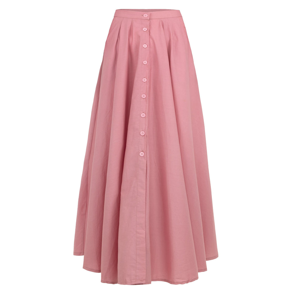 ARUM Pleated Maxi Skirt in Blush Pink Purplish Diva