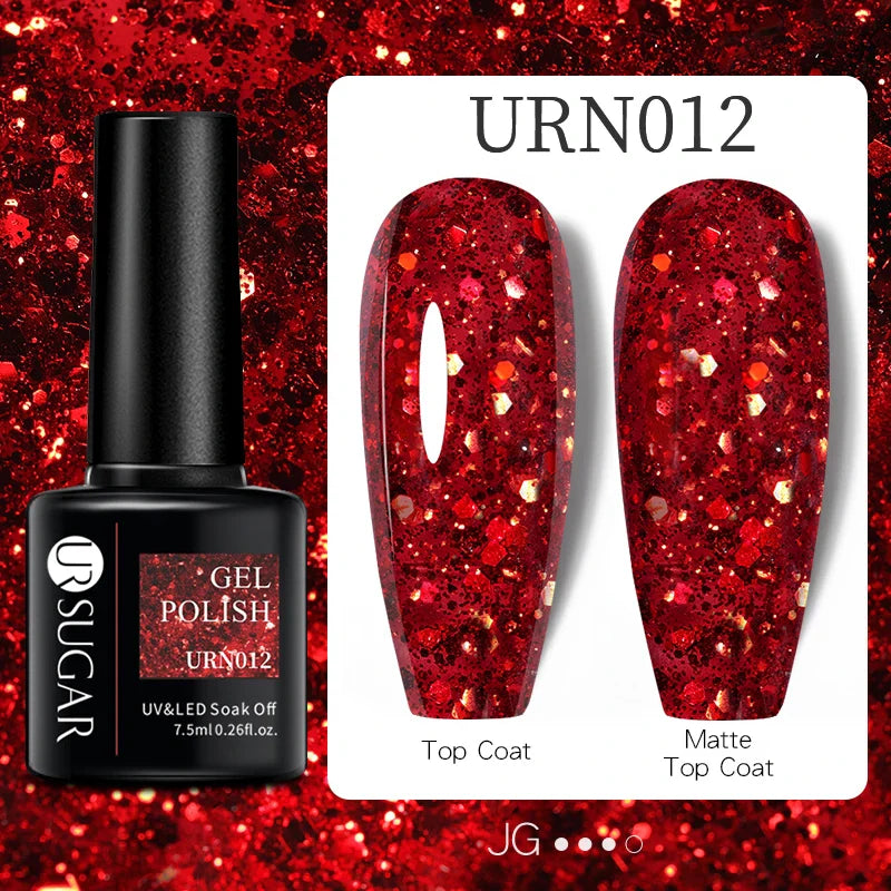 URSUGAR 7.5ml Solid Color Gel Polsih Classic Matte Glossy DIY Nail Art Trendy Reflective Glitter Nail Gel UV LED Soak Off Lootquake LLC