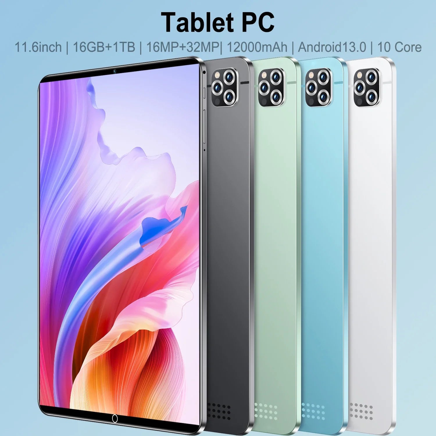 2024 New 11.6 inch Network Android 13.0 Tablet 16GB RAM 1TB ROM 16MP 32MP 10 Core 12000mAh tablet 4 5G Wifi Tablet Lootquake LLC
