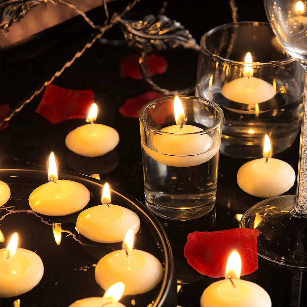 30Pcs Romantic Unscented Floating Candles DIY Round Decor Party Supplies for Dinners Anniversary Weddings Valentines Events Lootquake LLC