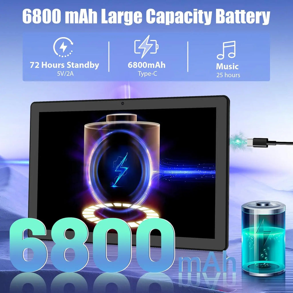 A7L 10.1 Inch Android14 Tablet 14GB RAM 64GB ROM Octa-Core Processor HD IPS WiFi Protective Case Pen Keyboard Mouse Headphone PC Lootquake LLC