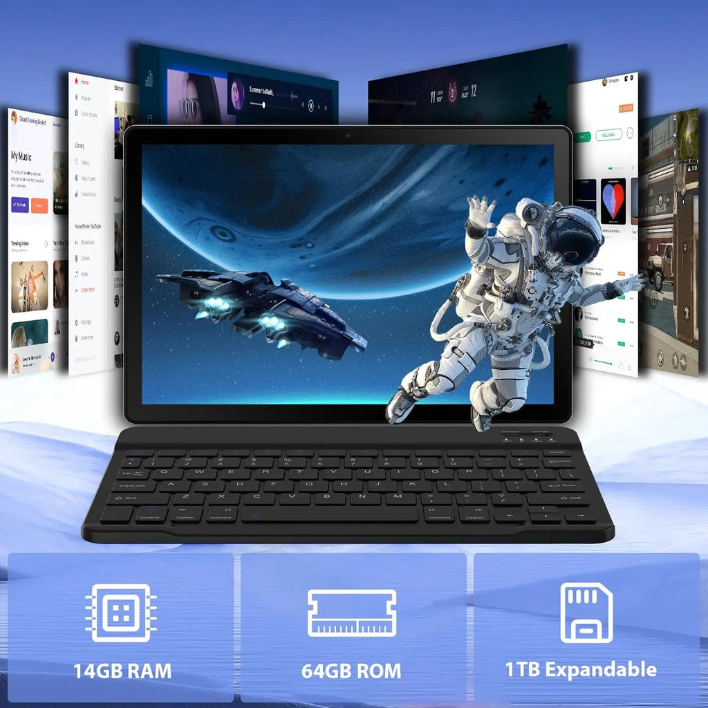 A7L 10.1 Inch Android14 Tablet 14GB RAM 64GB ROM Octa-Core Processor HD IPS WiFi Protective Case Pen Keyboard Mouse Headphone PC Lootquake LLC