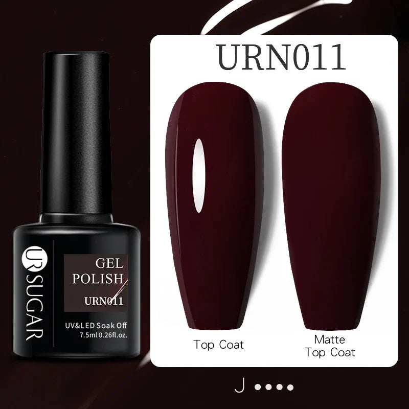 URSUGAR 7.5ml Solid Color Gel Polsih Classic Matte Glossy DIY Nail Art Trendy Reflective Glitter Nail Gel UV LED Soak Off Lootquake LLC