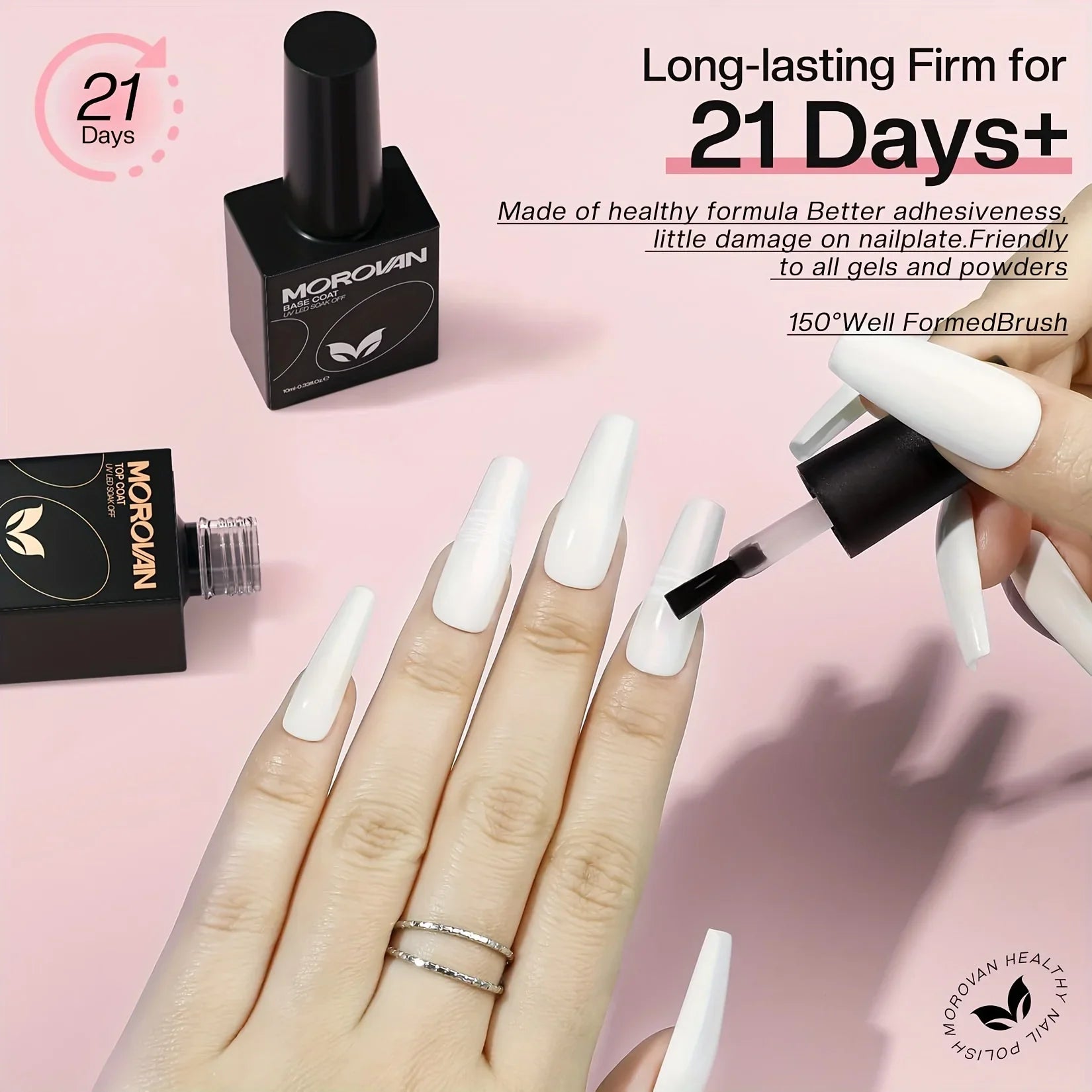 Morovan Gel Base Top Coat-Soak Off Gel Nail Polish ideal for beginners offers long-lasting UV glossy shine Perfect for home use Lootquake LLC