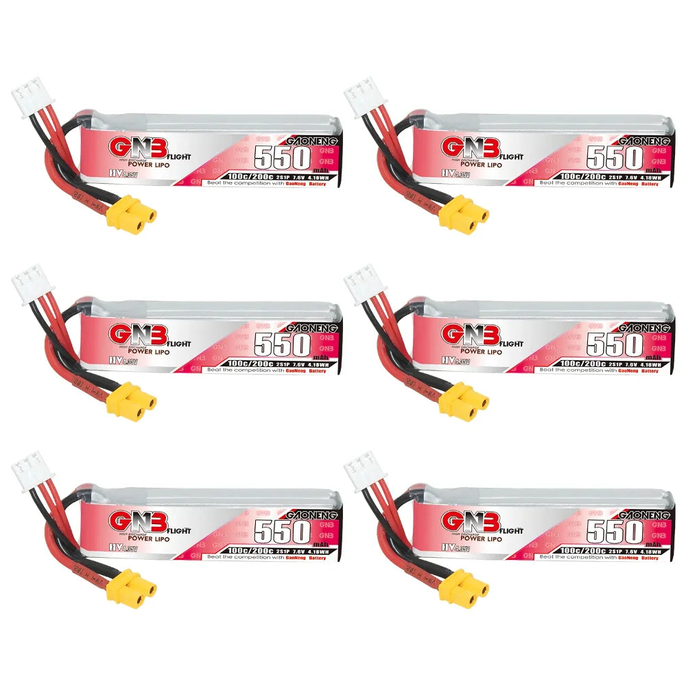GNB 2S 7.6V 550mAh 100C/200C HV Lipo Battery For Happymodel FPV Racing Cine Whoop BetaFPV RC Drone With XT30U-F Plug