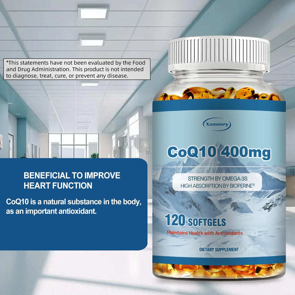 CoQ10 400mg - Supports Energy Production, Heart, Cardiovascular Health, Promotes Blood Circulation, Antioxidant - 120 Capsules Lootquake LLC
