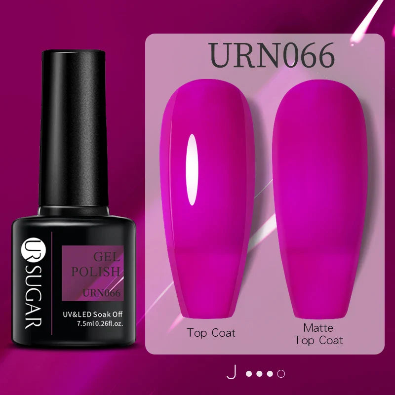 URSUGAR 7.5ml Solid Color Gel Polsih Classic Matte Glossy DIY Nail Art Trendy Reflective Glitter Nail Gel UV LED Soak Off Lootquake LLC