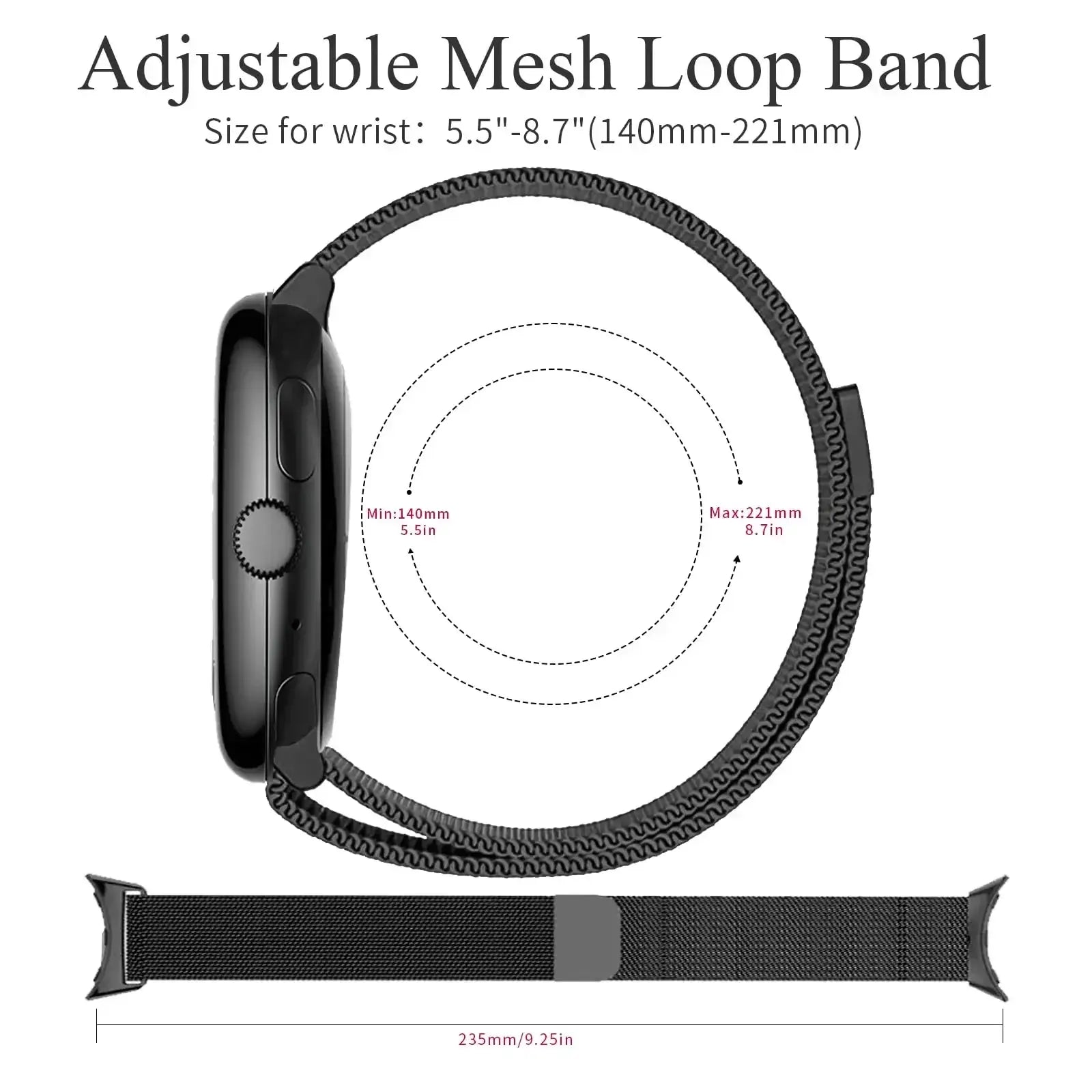 Google Pixel Watch Stainless Steel Band - Magnetic Clasp, Sleek BandsCo Straps